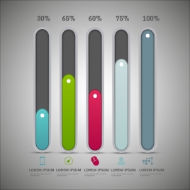 infographic diagram design with vertical tabs and percentage