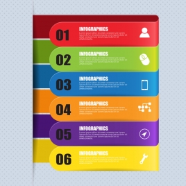 infographic illustration with horizontal colorful tabs