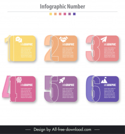 infographic number design elements flat modern papercut