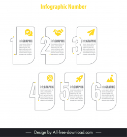 infographic number template flat frame lines