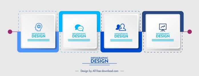 infographic template modern squares connection sketch