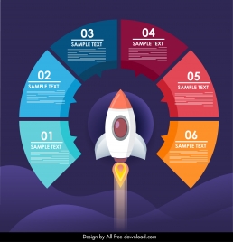 infographic template spaceship circle segments layout