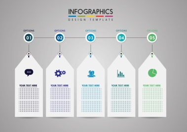 infographic template white tags user interface icons ornament