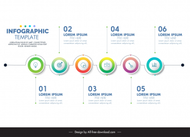 infographic timeline modern elegant continuous line circles