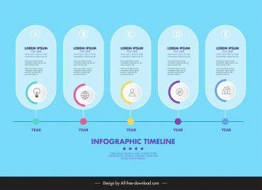infographic timeline template elegant symmetric circles line