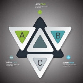 infographic vector design with 3d triangles arrangement