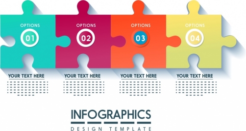 infographics design template colorful puzzle joints icons decor