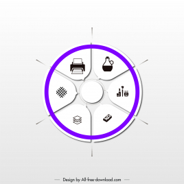 infographics template circle sections sketch