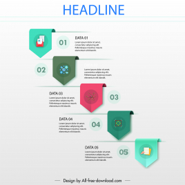 infographics  template modern 3d tags decor