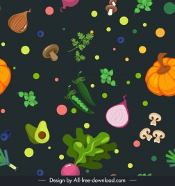 ingredients background template dynamic flat vegetables fruits sketch