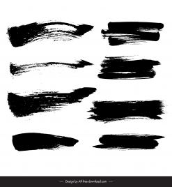 ink brush design elements black white horizontal shapes
