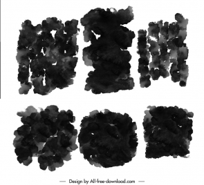 ink shapes brushes design elements flat geometric outline