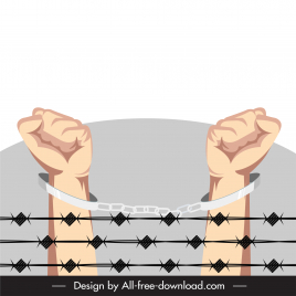inmate hands design elements symmetric tied hands barbed wire sketch