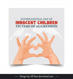 innocent children victims banner template hands globe sketch