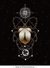 insect background beetle compass sketch symmetric design