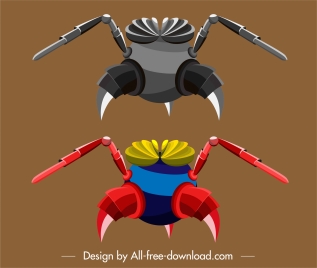 insect robot template shiny colored modern 3d sketch