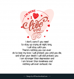 inspirational love quotes poster template calligraphic texts hearts decor