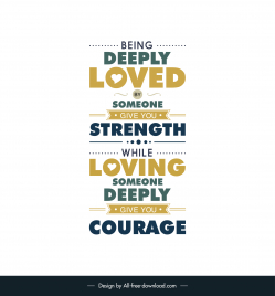 inspirational love quotes poster template classical symmetric texts layout ribbon heart decor flat design