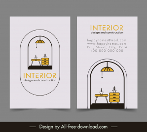 interior architect business card template flat classic design