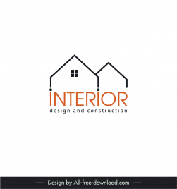 interior design and construction logotype flat house shape sketch geometric design