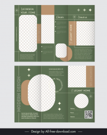 interior design brochure template trifold checkered geometry