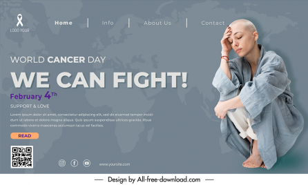 international cancer day landing page templates upset woman sketch