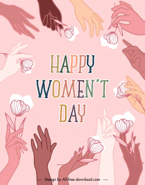 international womens day banner template handdrawn hands petals