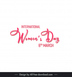 international womens day design elements pink calligraphic texts sketch