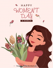 international womens day poster template cute cartoon lady