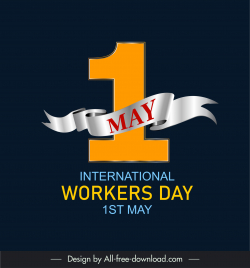 international workers day banner template elegant 3d ribbon texts numbers decor