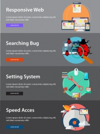 internet terminologies concepts illustration on webpage banners style