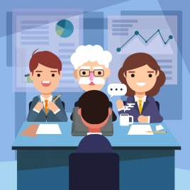 interview background interviewers candidate icons cartoon characters