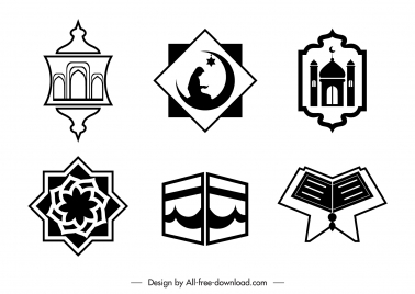 islam symbol sign icon black white flat classical symmetric shapes outline