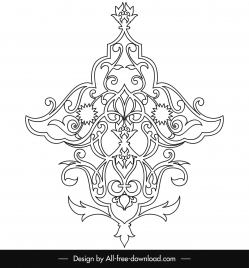 islamic ornament template elegant black white symmetric shape outline