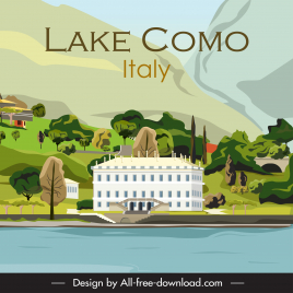 italian lake como advertising banner template classical design
