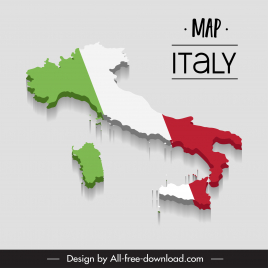 italy map poster template flag elements decor 3d sketch