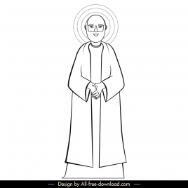 james christian apostle icon black white vintage cartoon character outline