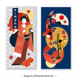 japan background templates colorful traditional emblems decor