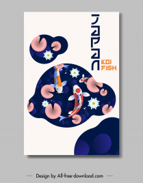 japan banner tepmplate elegant flat koi fishes petals decor