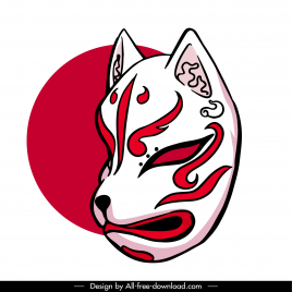 japan design elements traditional dog face mask sketch