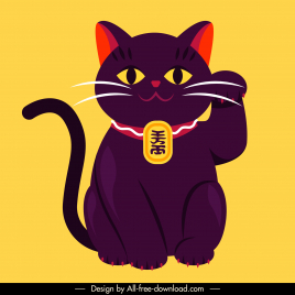 japanese lucky cat icon dark classic design