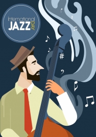 jazz festival poster man playing violin icon