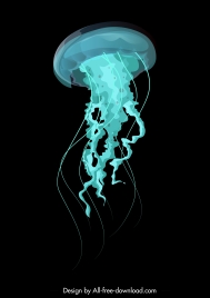 jellyfish painting shiny modern blue decor