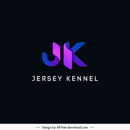 jersey kennel logo template dark 3d texts sketch
