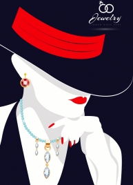jewelry advertising woman face decor gemstones icons