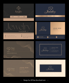 jewelry business card templates collection dark elegance
