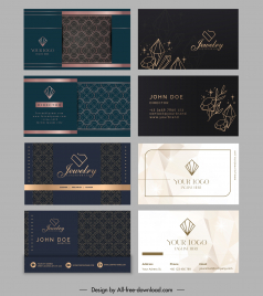 jewelry business card templates collection geometric diamond elegance