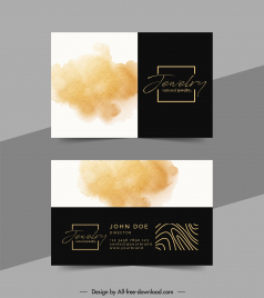 jewelry business card templates contrast gold dust