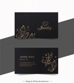 jewelry business card templates dark geometric diamond