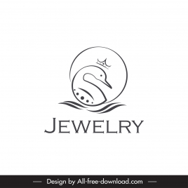 jewelry logo template classical flat handdrawn circle loon sketch